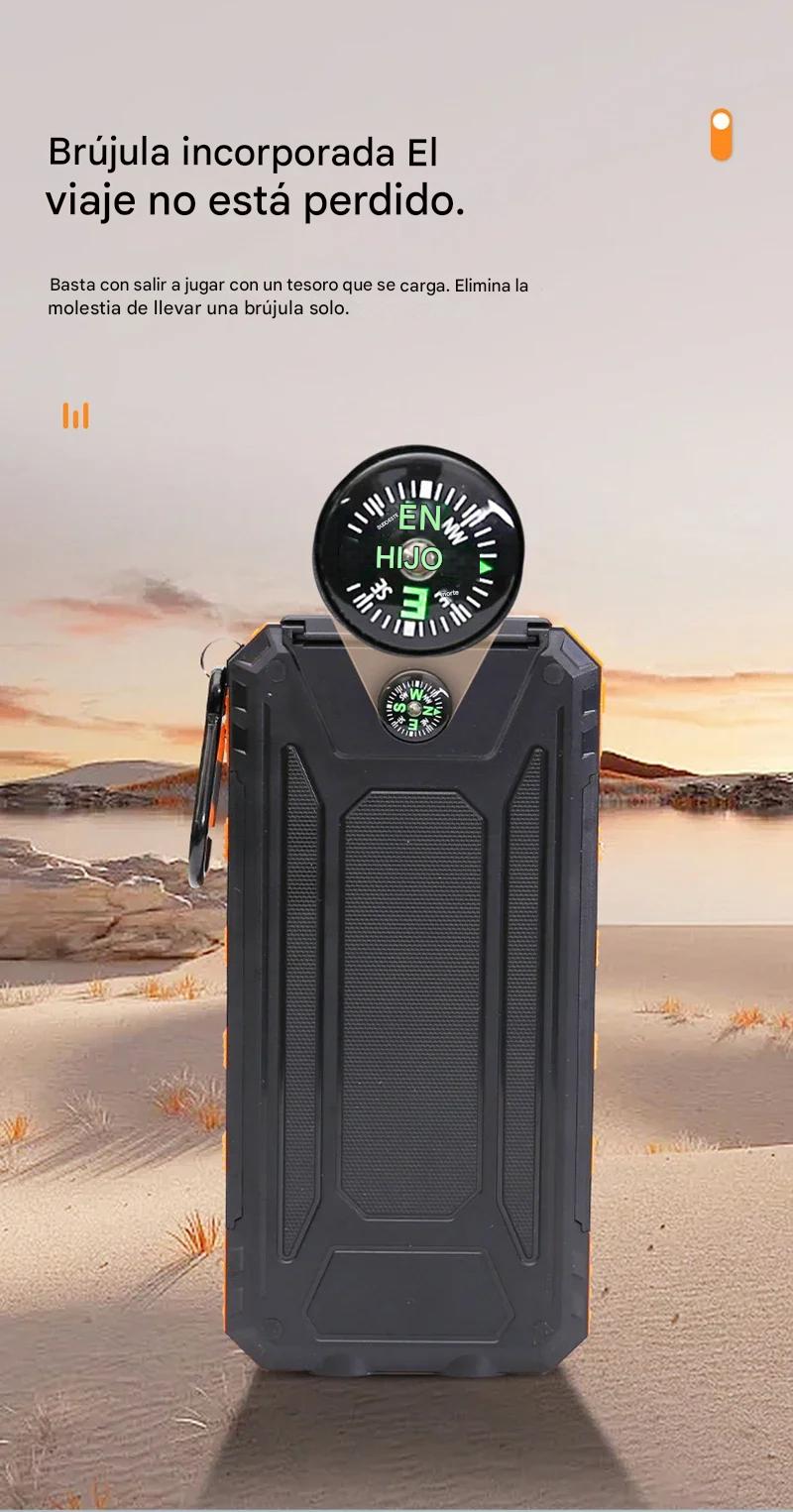 Banco energía Solar portátil 200000mAh verde tipo c usb rújula batería acampar aire libre deportes