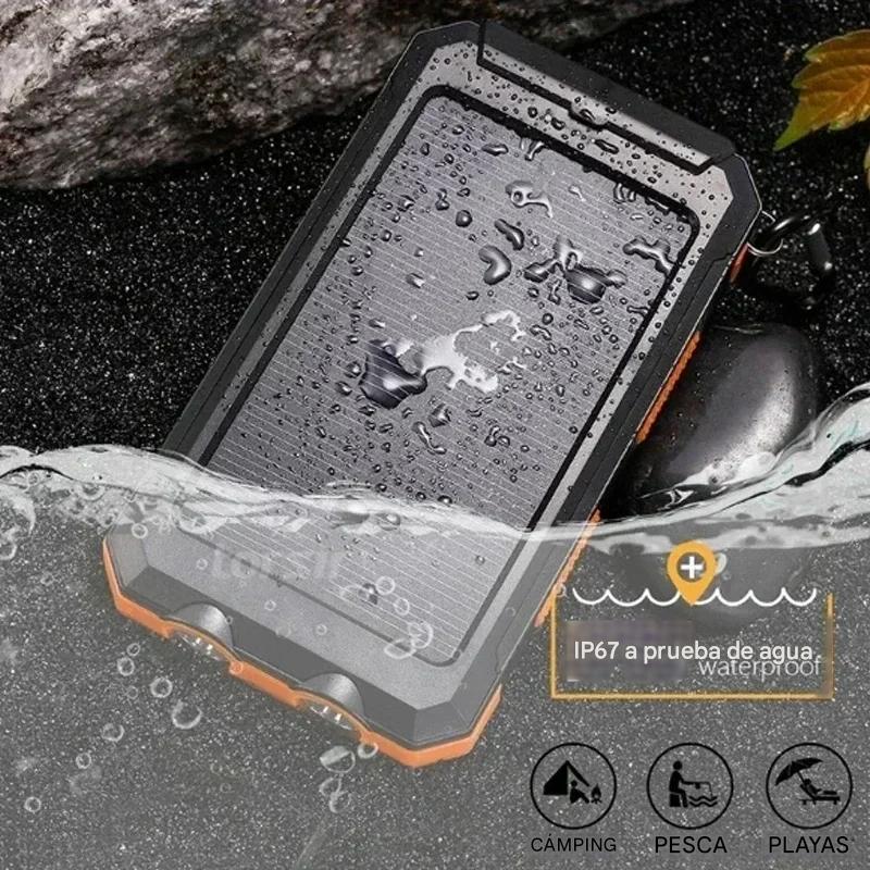 Banco energía Solar portátil 200000mAh verde tipo c usb rújula batería acampar aire libre deportes