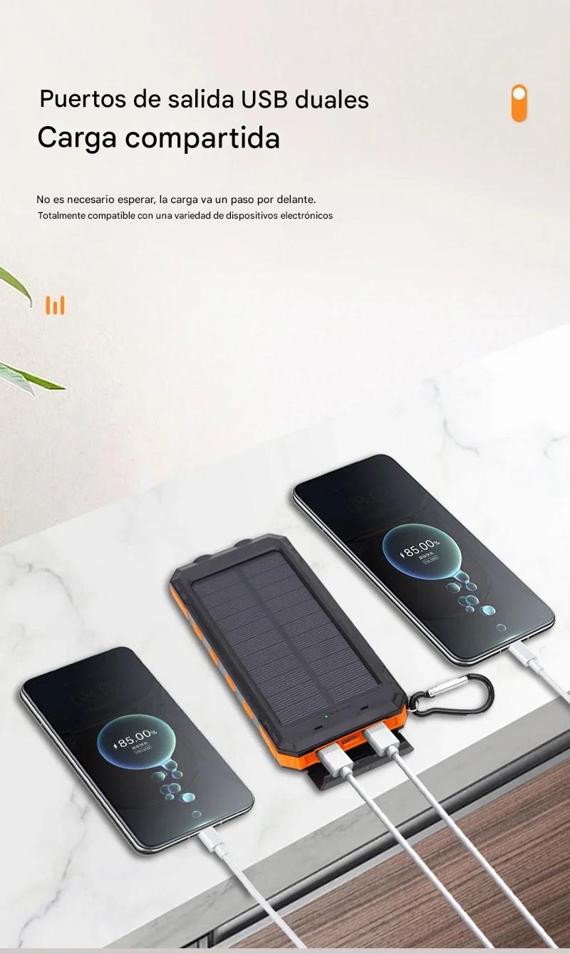 Banco energía Solar portátil 200000mAh verde tipo c usb rújula batería acampar aire libre deportes