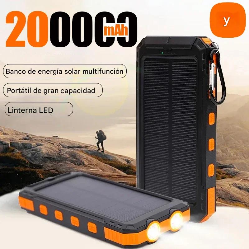 Banco energía Solar portátil 200000mAh verde tipo c usb rújula batería acampar aire libre deportes