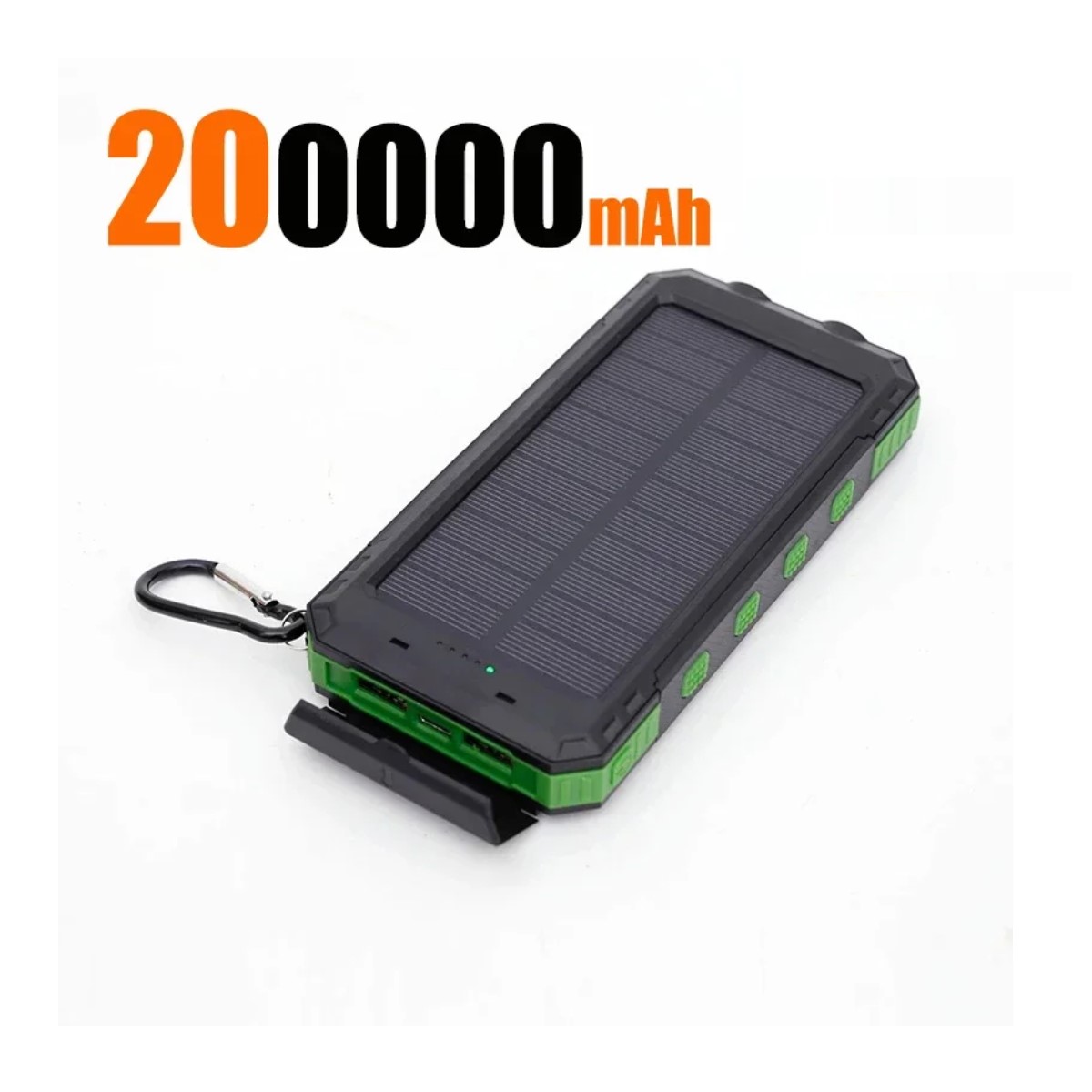 Banco energía Solar portátil 200000mAh verde tipo c usb rújula batería acampar aire libre deportes