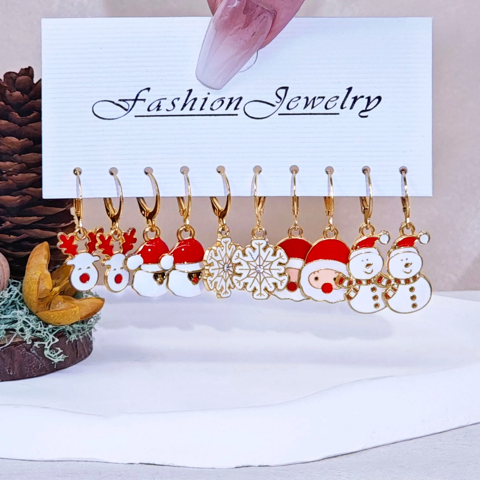 Aretes Pendientes 5 Navidad Santa Modelo 3 Moda Fiesta Regalo
