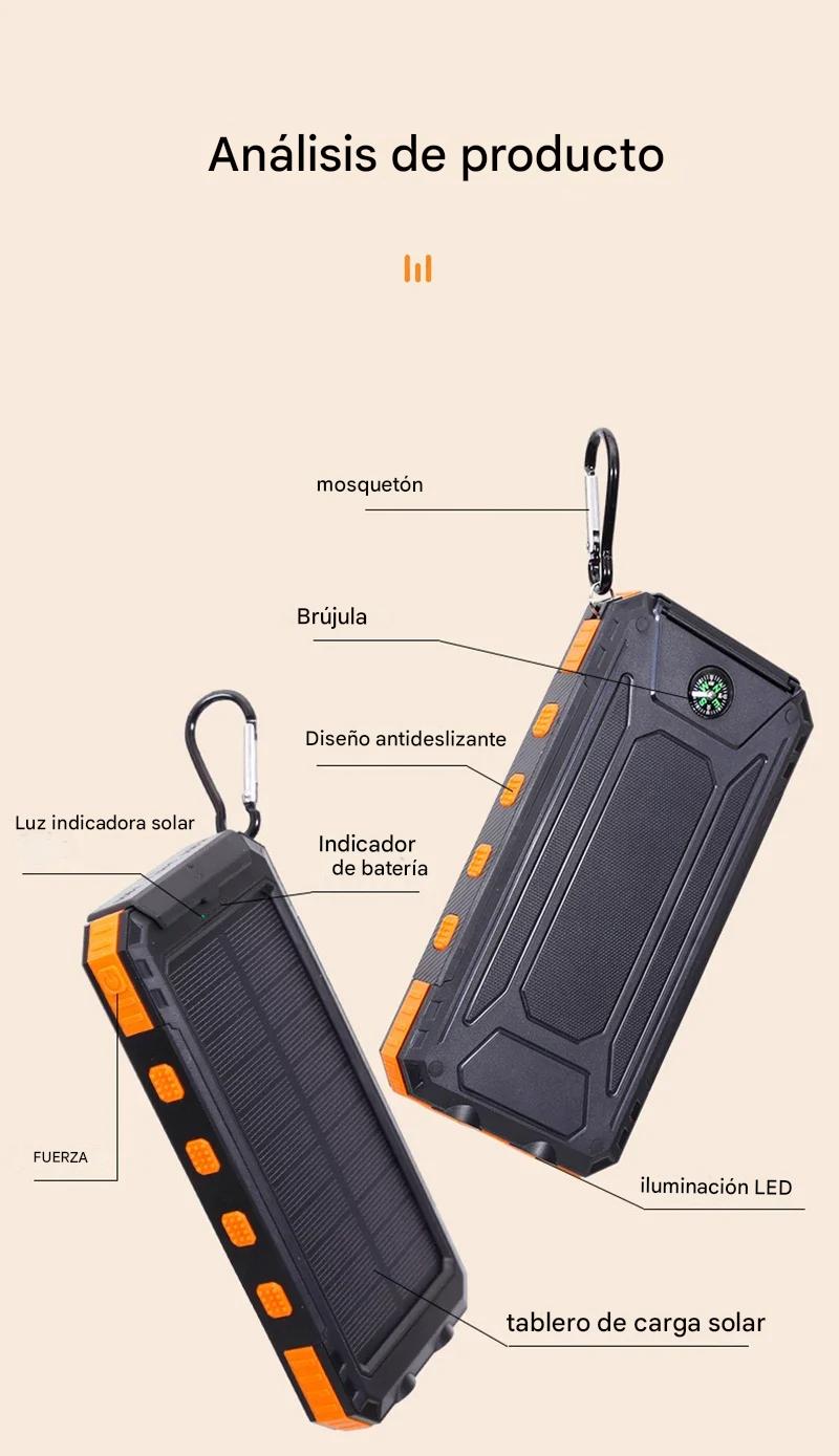 Banco energía Solar portátil 200000mAh verde tipo c usb rújula batería acampar aire libre deportes