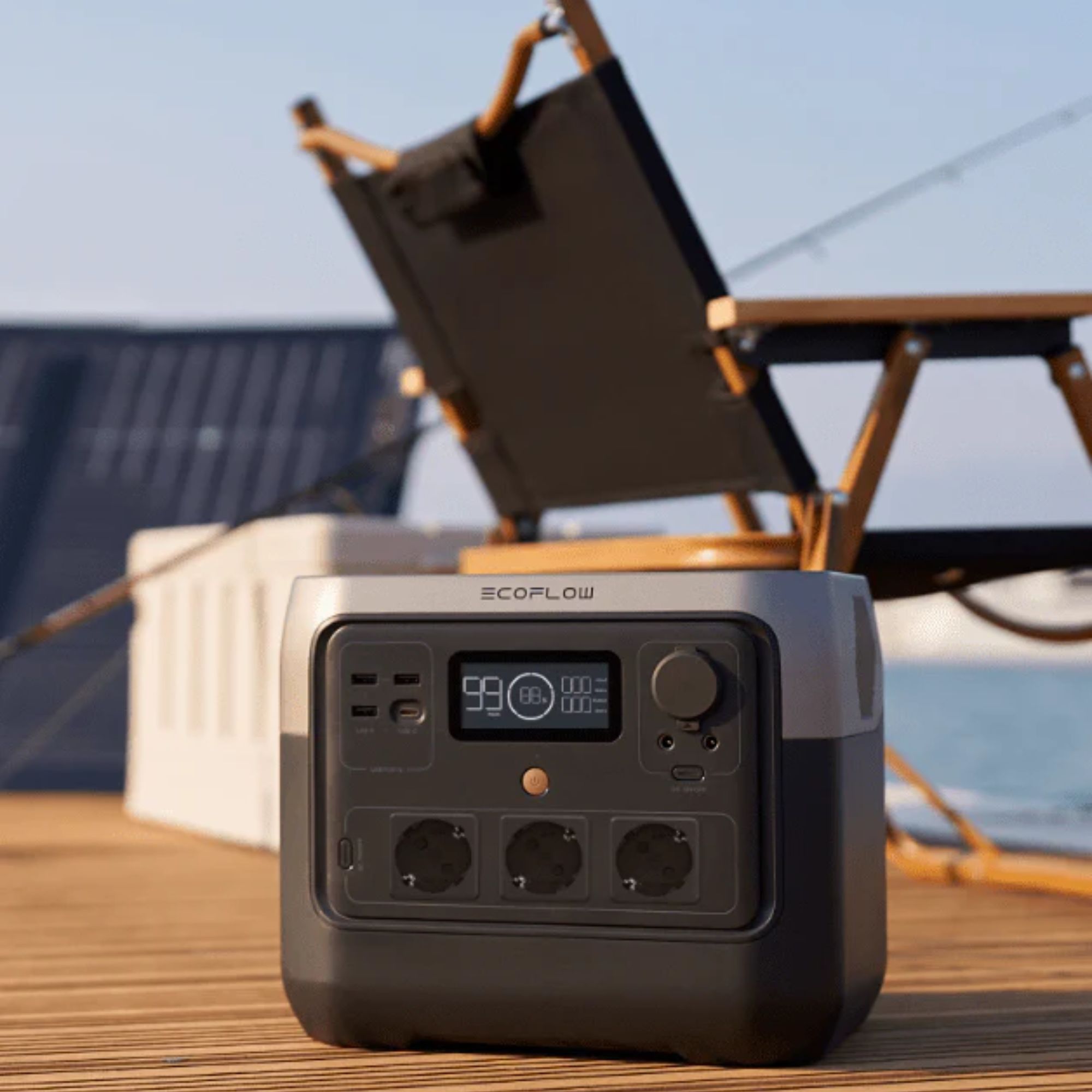 Estación de Energía Portátil EcoFlow RIVER 2 PRO, Batería Litio LFP de 768 Wh, 4X AC 800 W, 1x USB-C, 3x USB-A, Wi-Fi, Bluetooth