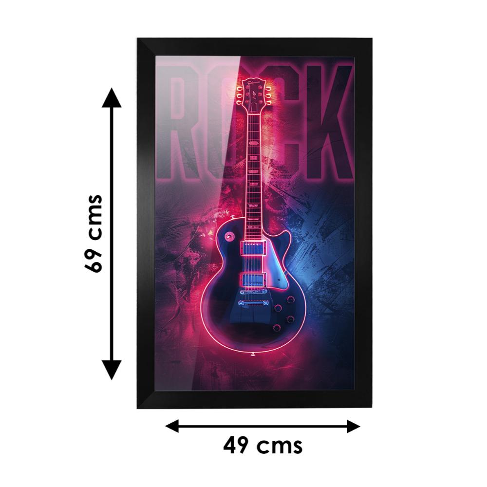 Cuadro Decorativo Diseño Guitarra Papel Metálico Textura Brillante 69x49 cm