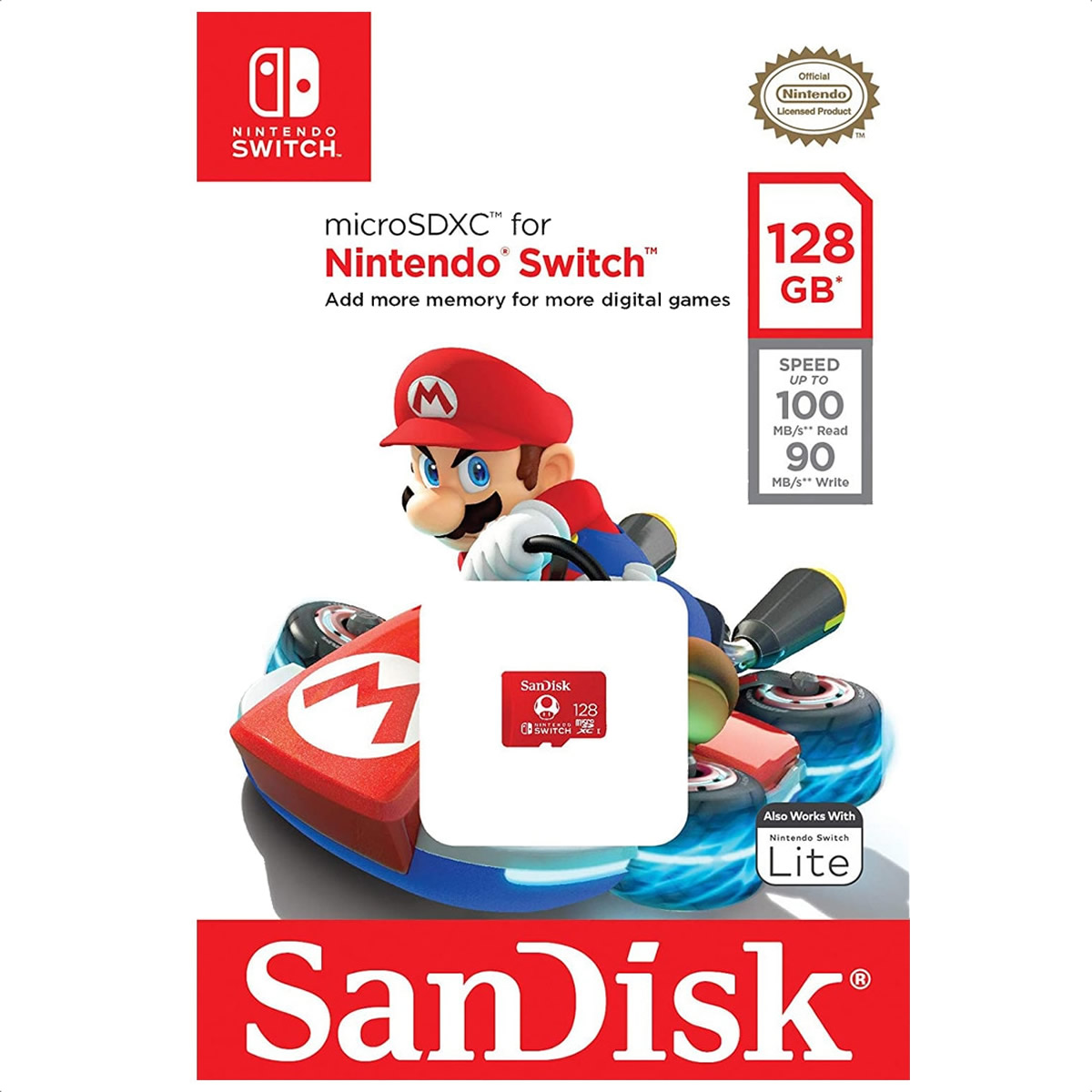 Memoria MicroSD 128GB SanDisk SDXC Clase 10 Para Nintendo Switch SDSQXAO-128G-GNCZN