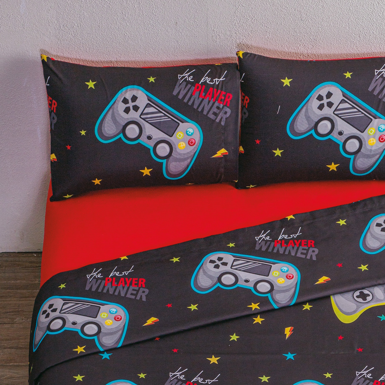 Juego Sábanas Poliéster Gamer Individual Concord