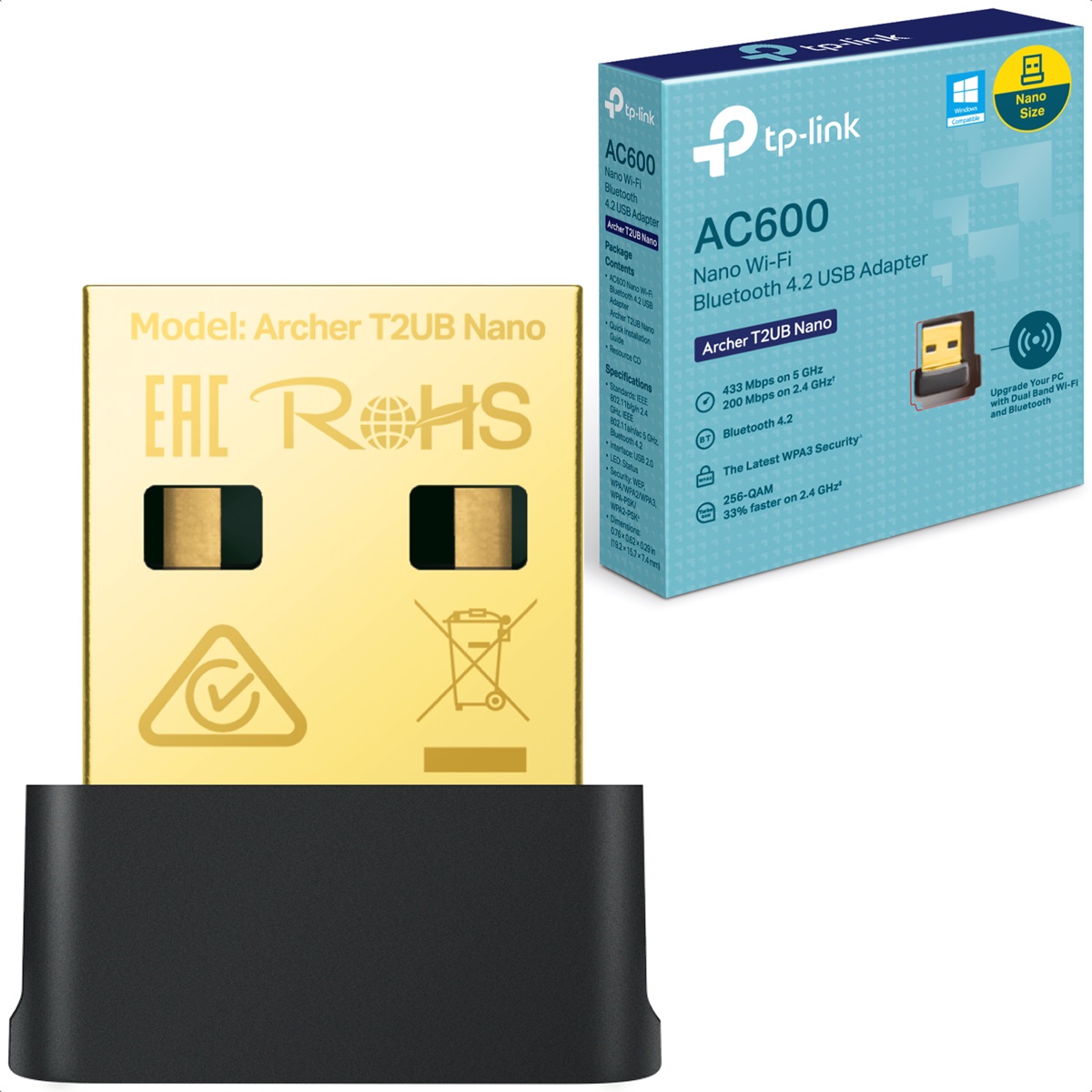 Adaptador Inalambrico USB Tp-Link Archer T2UB Nano Banda Dual AC600 Bluetooth 4.2
