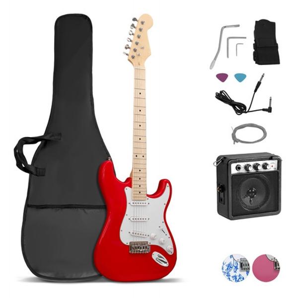 Guitarra Electrica Accesorios Rojo + Amplificador De Regalo 9v 5a Audiotek
