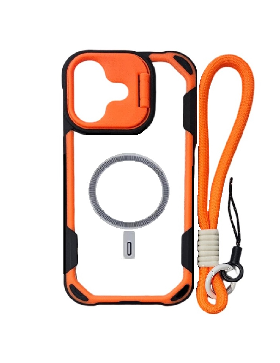 Carcasa Con Cordón Ajustable Funda IPhone 16 Pro Con Cordón Galful - TPU Silicona, 2 Cadenas, Color Amarillo Carcasa TPU Silicona Cadena Desmontable