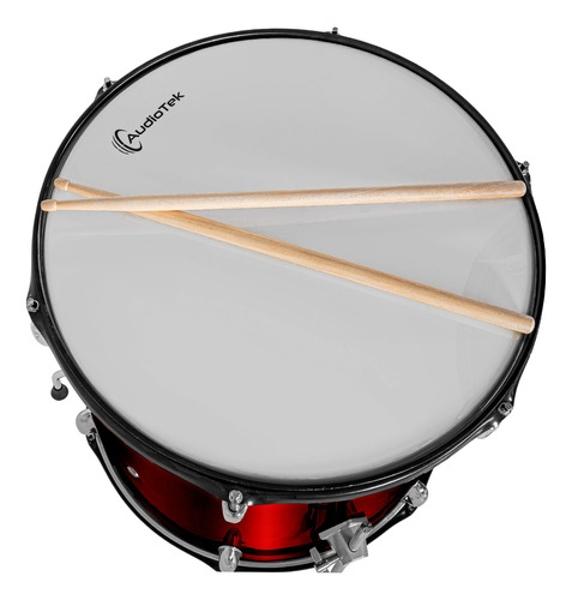 Bateria Musical Acustica 5pz Platillos Atriles Bombo 23 Pul Rojo Audiotek