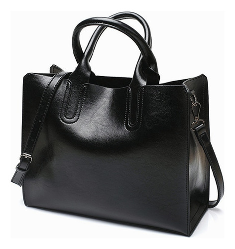 Bolso Weituro De Hombro Con Asa Superior Cuero Pu De Bolsas De Mujer Color Negro
