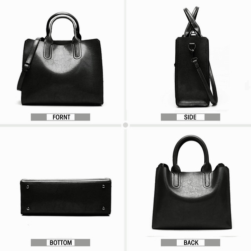 Bolso Weituro De Hombro Con Asa Superior Cuero Pu De Bolsas De Mujer Color Negro