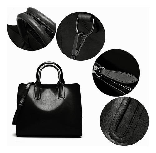 Bolso Weituro De Hombro Con Asa Superior Cuero Pu De Bolsas De Mujer Color Negro