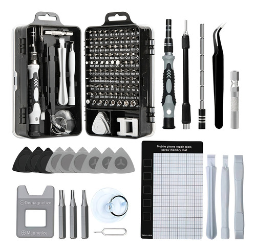 Kit De Desarmadores Y Herramientas Juego Mecánicas 115 En 1 Color Negro