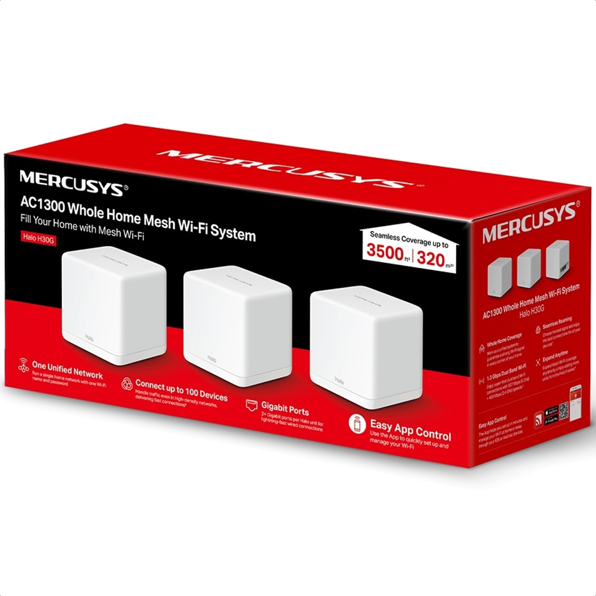 Kit Router Halo H30G Mercusys Dual Band AC1300 Mesh Wi-Fi 3 Pack