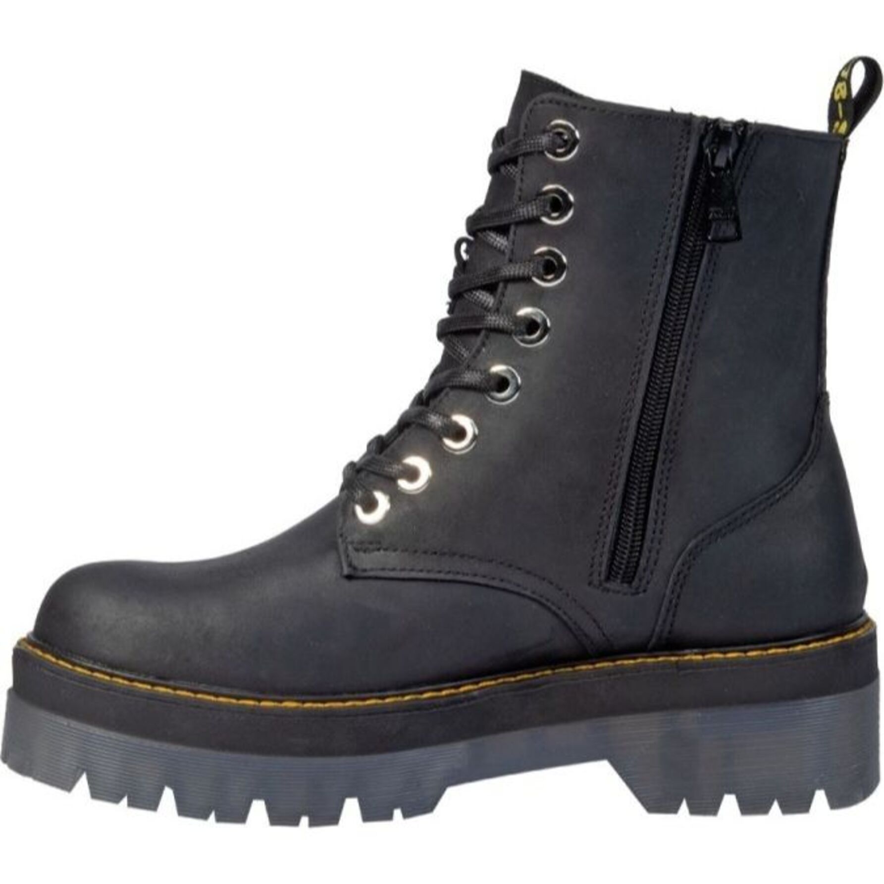 Botas para mujer, estilo militar, con cordones y suela track, acabado graso, marca Goodyear, color negro, mod. 1178943