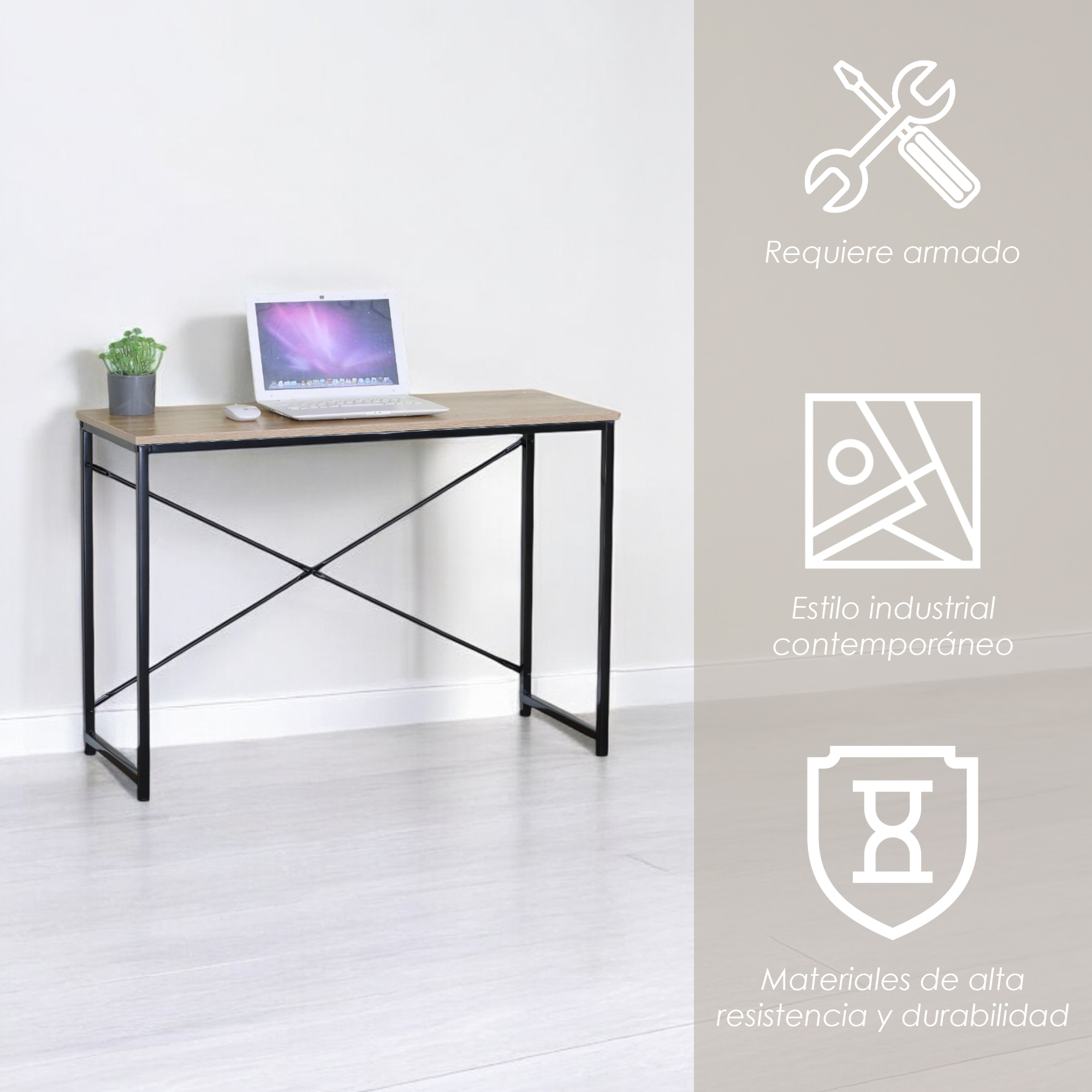 Ilios Innova | Escritorio Minimalista con Soporte en X y MDF 1.5mm