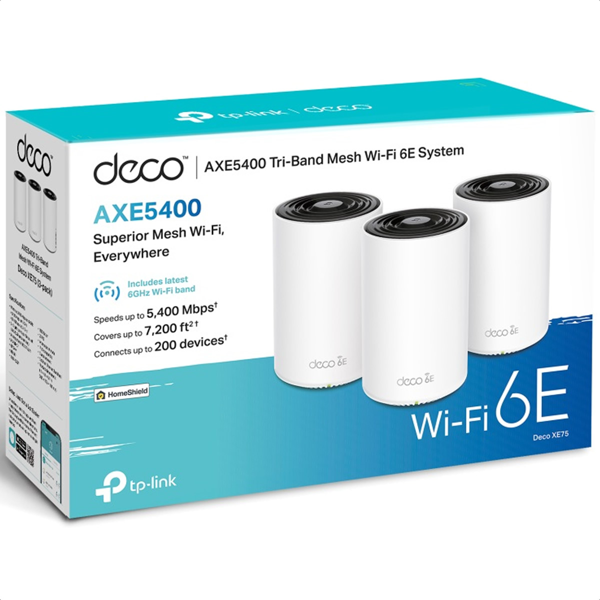 Kit Router Deco XE75 Tp-Link Triple Banda AX5400 Wi-Fi 6E Mesh 3 Pack