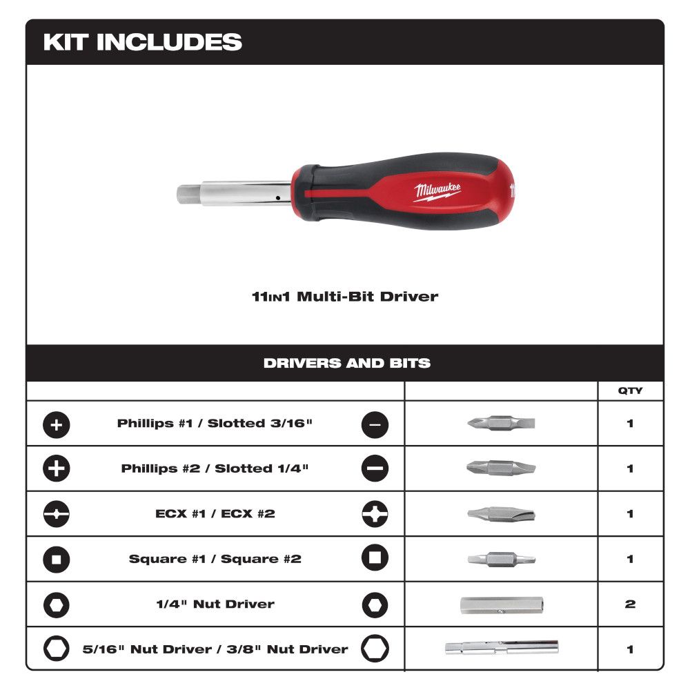 Desarmador de roscar multipunta 11 en 1 48-22-2760 Milwaukee