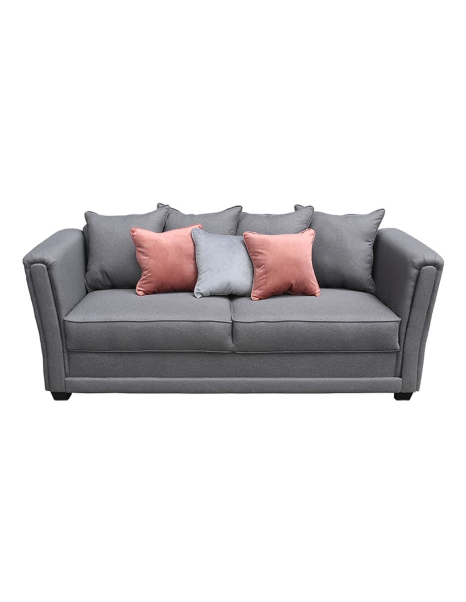 Set de Sofá 3 Plazas + Love Seat + 6 Cojines  Madrid Decorativos Color Gris