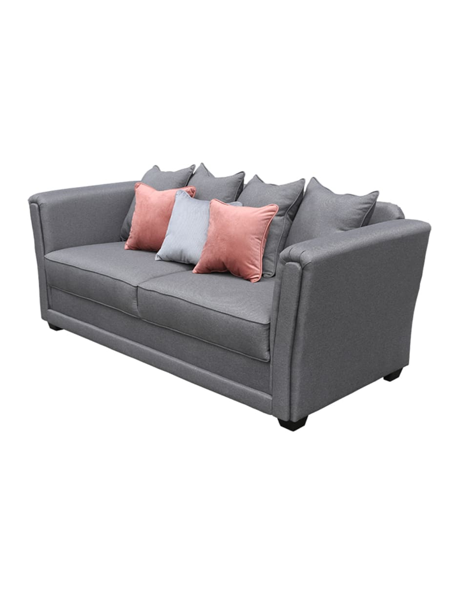 Set de Sofá 3 Plazas + Love Seat + 6 Cojines  Madrid Decorativos Color Gris