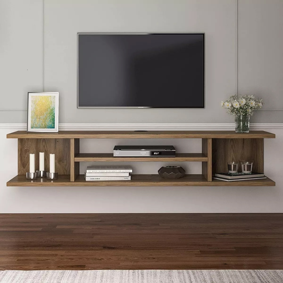 Repisa Flotante O Mesa Tv Moderna Color tipo Madera 120cm Moderno