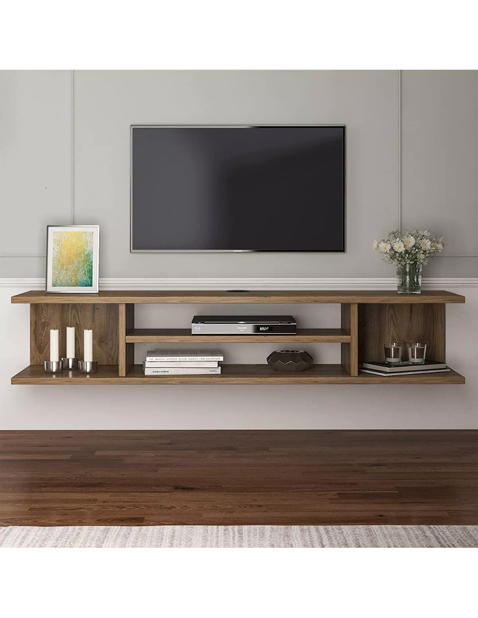 Repisa Flotante O Mesa Tv Moderna 120cm Moderno Color Negro