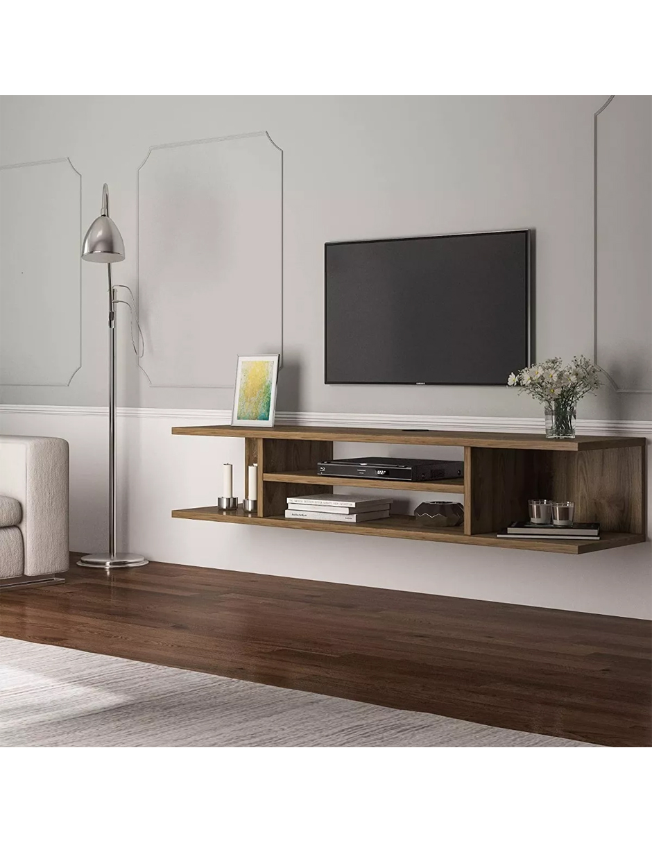 Repisa Flotante O Mesa Tv Moderna 120cm Moderno Color Negro