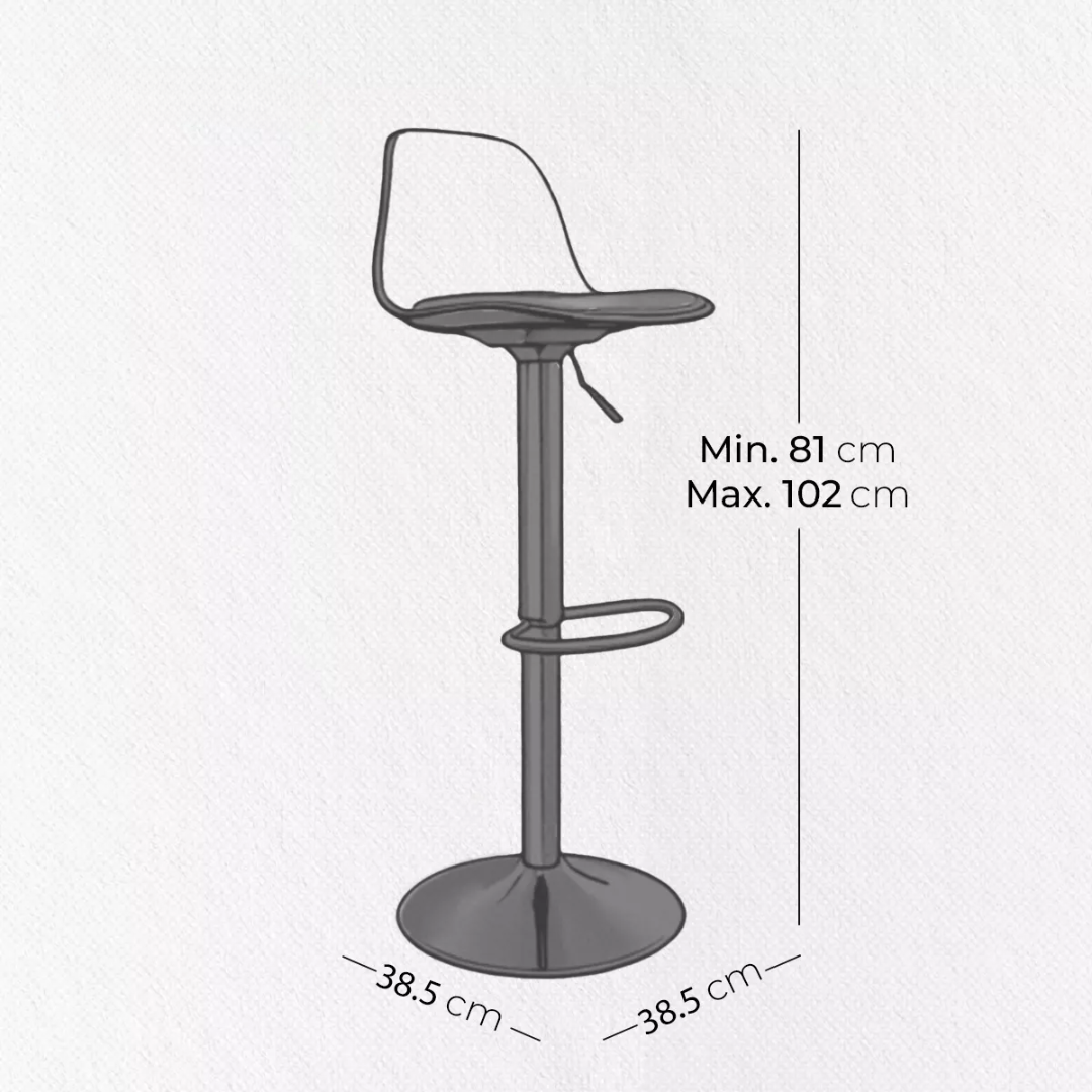 Set 4 Sillas de Bar con Reposapiés de Altura Ajustable y Diseño Ergonómico Ideal para Bar y Barra de Cocina GNBRS01 color negro