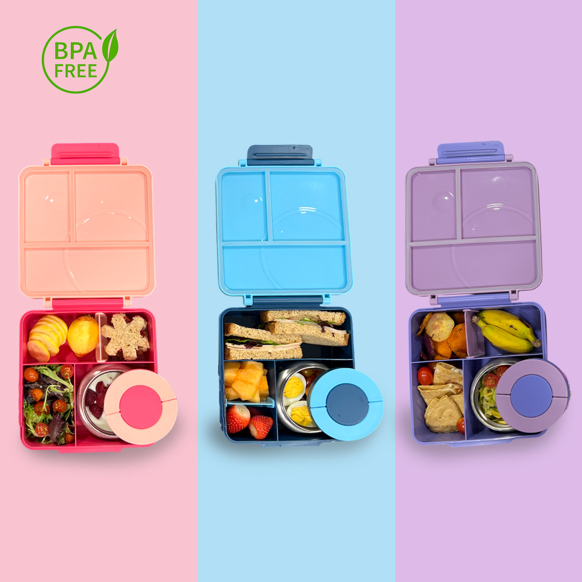 Lonchera para niña tipo omiebox incluye termo, bento box c 4 compartimentos modulables, lunch box hermético, BPA Free