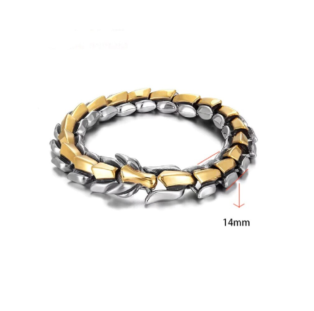 Pulsera adorno brazalete dorado plata Acero Inoxidable Cabeza Dragón Escamas Accesorio Regalo