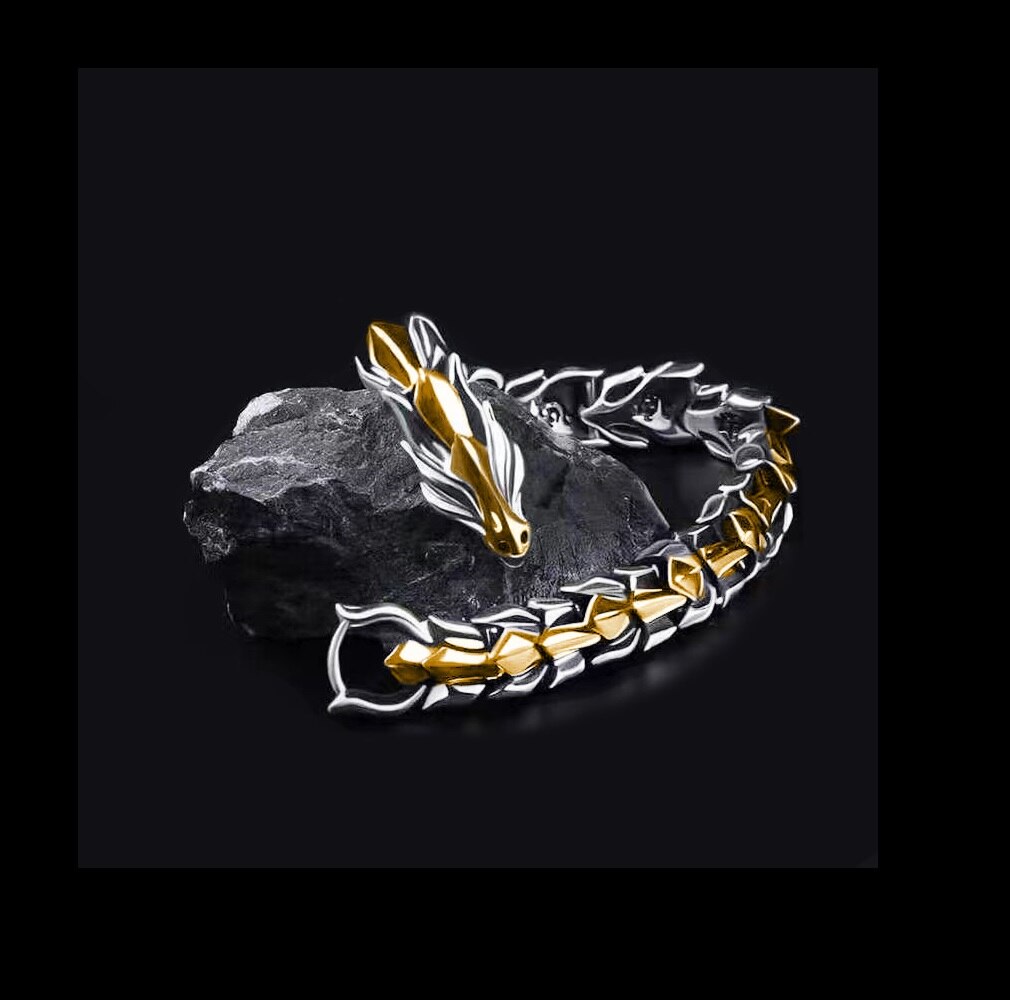 Pulsera adorno brazalete dorado plata Acero Inoxidable Cabeza Dragón Escamas Accesorio Regalo
