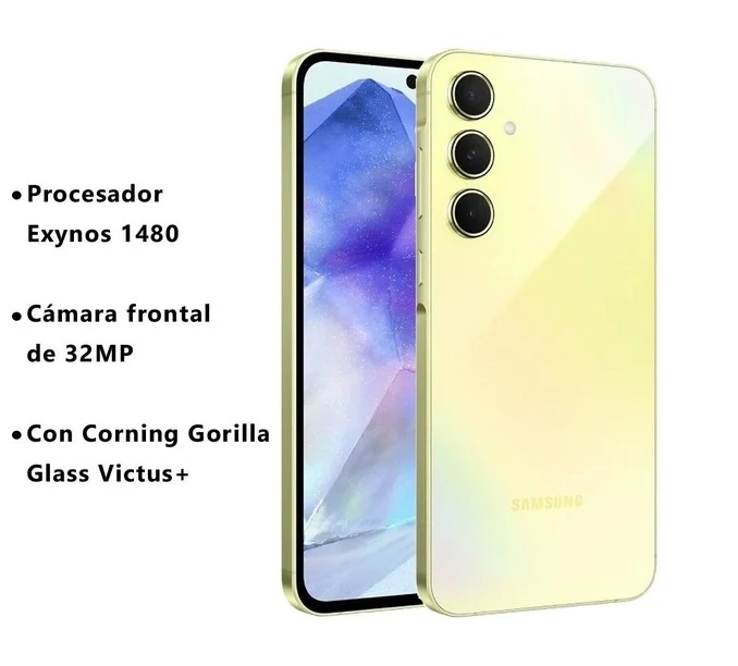 Samsung A55 5G 256Gb 8Ram Color Amarillo 2-Sim Fisicos  1-ESIM Nuevo Libre