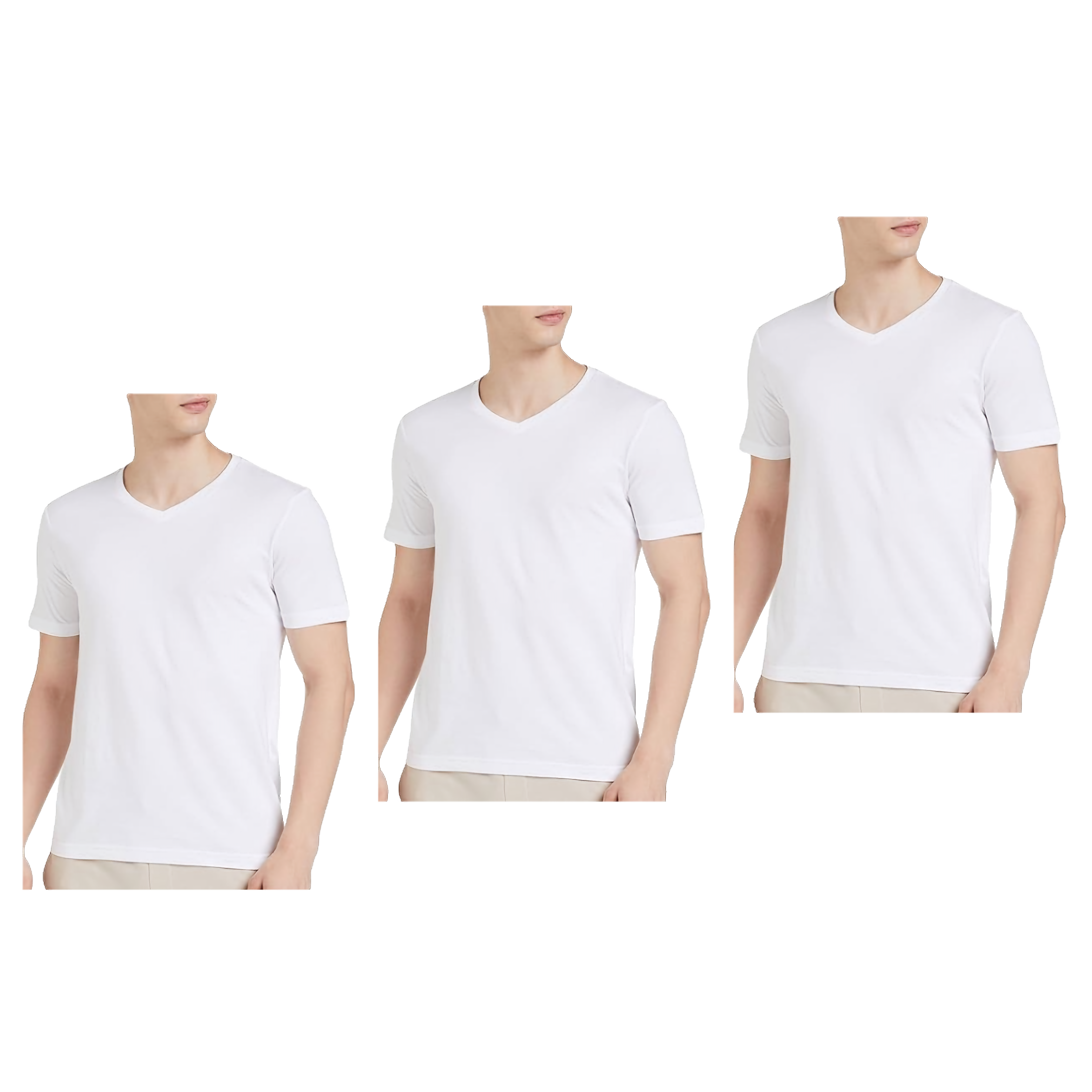 Pack de 3 Playeras Cuello V Manga Corta Slim Fit
