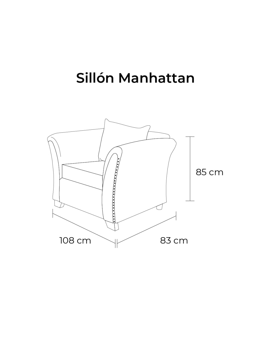Sofá 3 Plazas + Love Seat + Sofá Individual Manhattan Azul