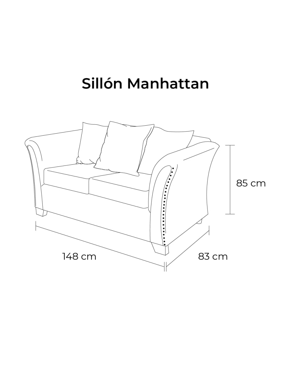 Sofá 3 Plazas + Love Seat + Sofá Individual Manhattan Azul