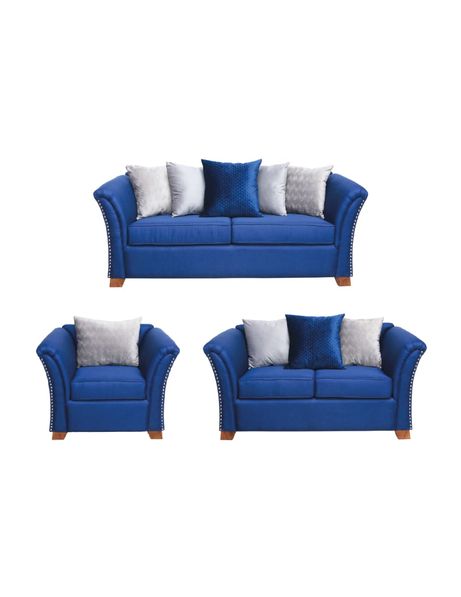 Sofá 3 Plazas + Love Seat + Sofá Individual Manhattan Azul
