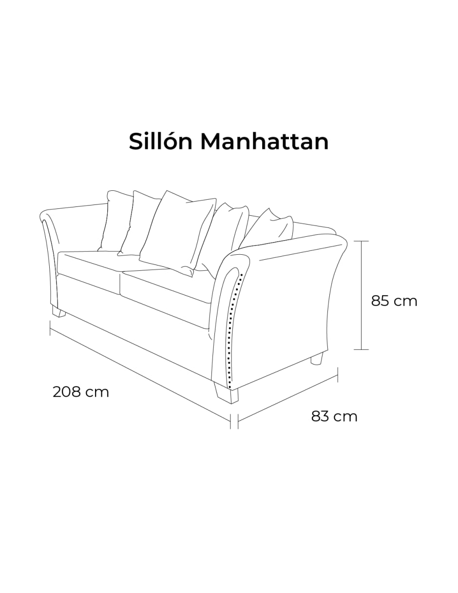 Sofá 3 Plazas + Love Seat + Sofá Individual Manhattan Azul