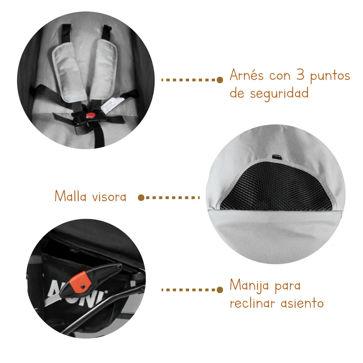 Carriola Para Bebe De Bastón Animada Noni Is-666 G Color Gris Chasis Negro