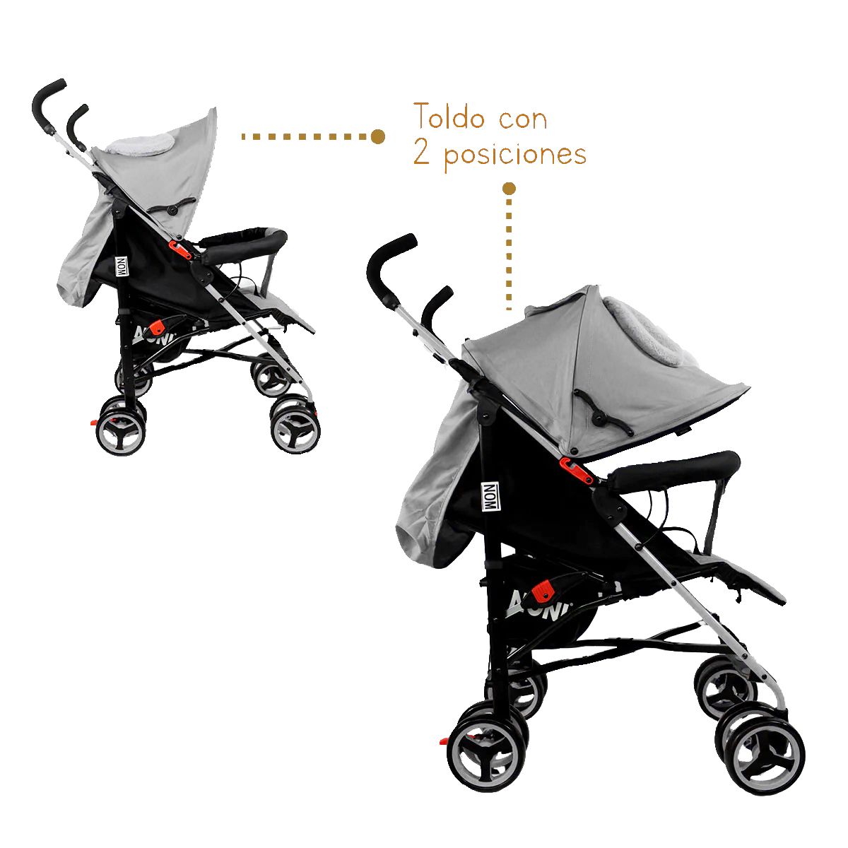 Carriola Para Bebe De Bastón Animada Noni Is-666 G Color Gris Chasis Negro