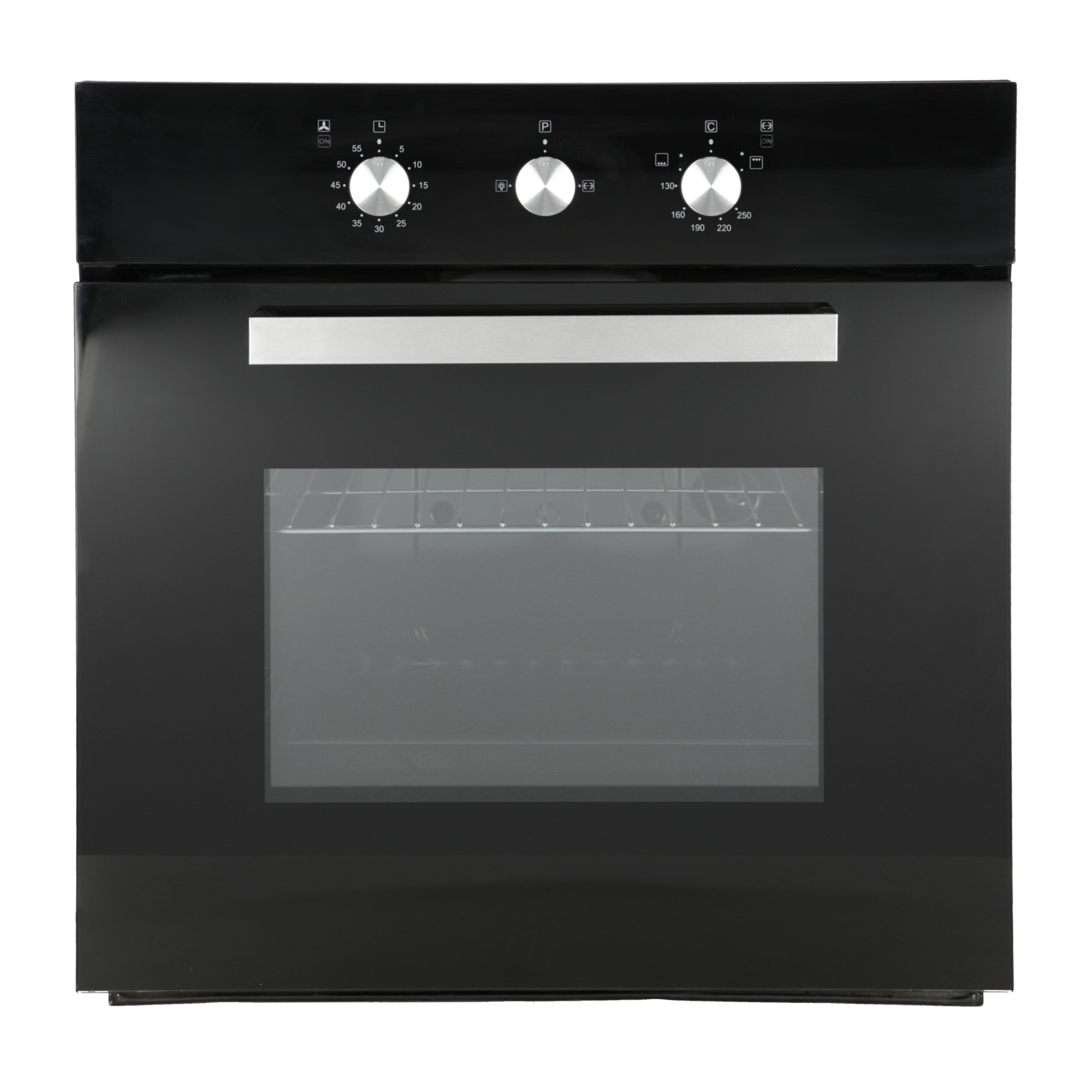 Horno de Gas Empotrable 60 cm Cristal Templado Negro.