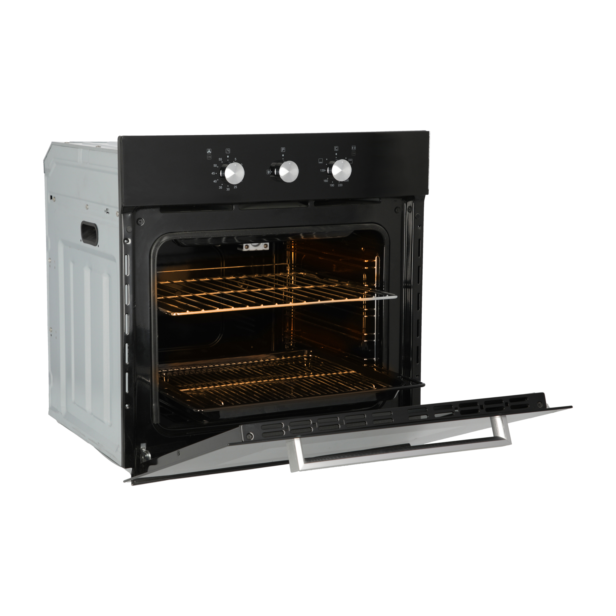 Horno de Gas Empotrable 60 cm Cristal Templado Negro.