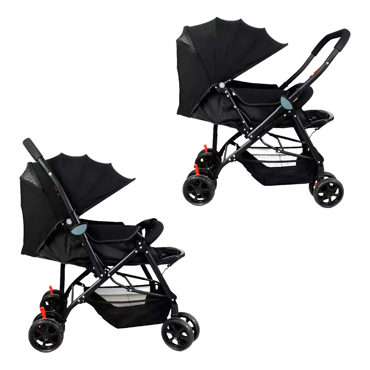 Carriola Con Cubre Pies De Mango Reversible, Noni Is-555 S Color Negro Chasis Negro