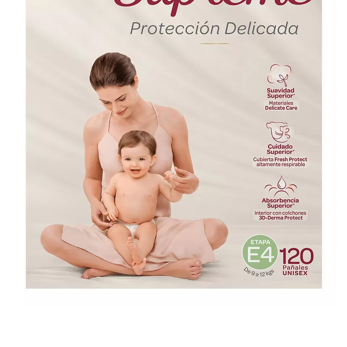 Pañales Huggies Supreme Platino Etapa 4 Unisex 120pz