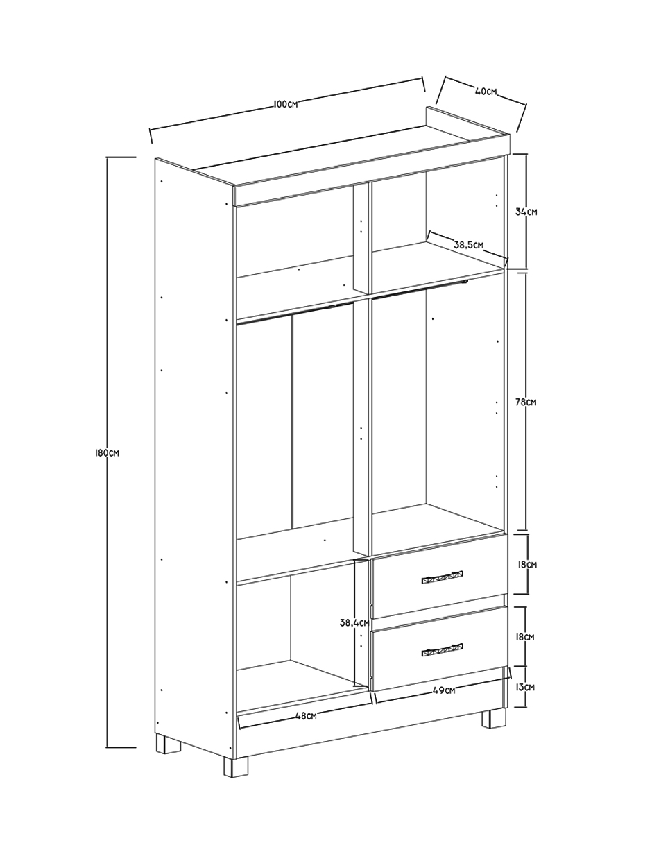 Ropero Closet Moderno Camelia 4 Puertas Y 2 Cajones Rustico