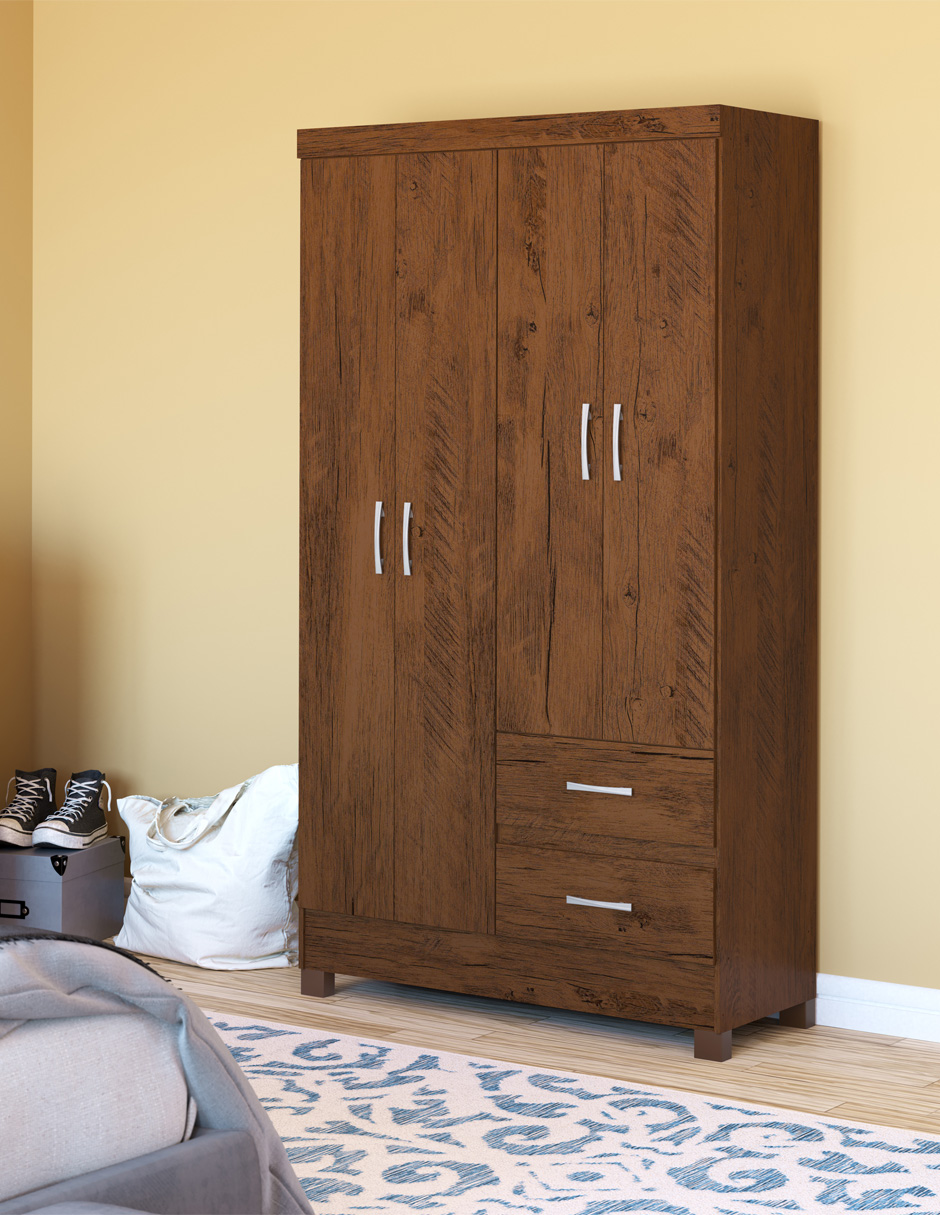 Ropero Closet Moderno Camelia 4 Puertas Y 2 Cajones Rustico
