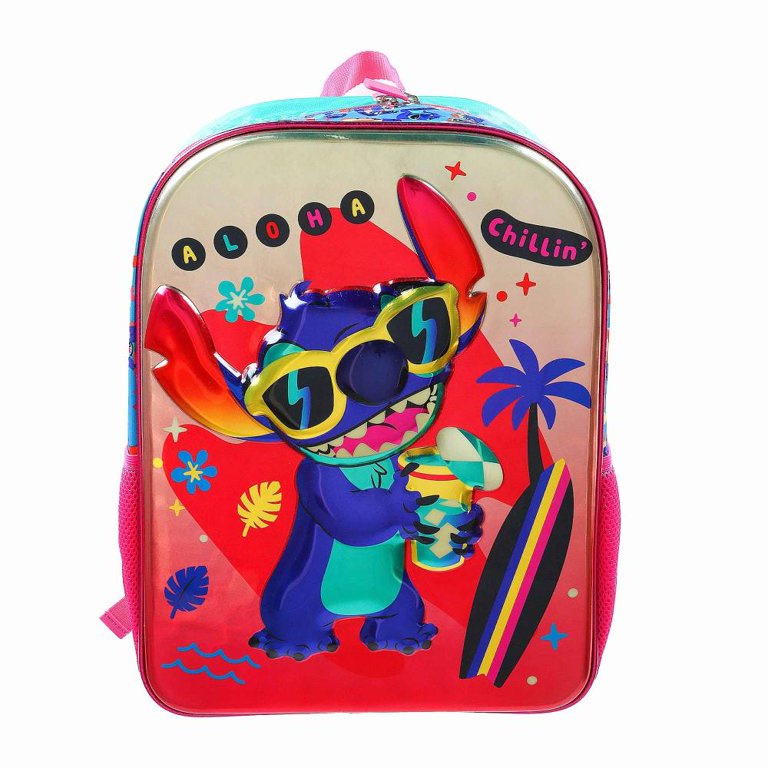 Mochila Escolar BackPack Ruz Stitch 3d Metálico