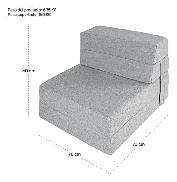 Sillon Sofa Cama Futon Plegable Modular Sala Mueble 3 En 1 Houzer