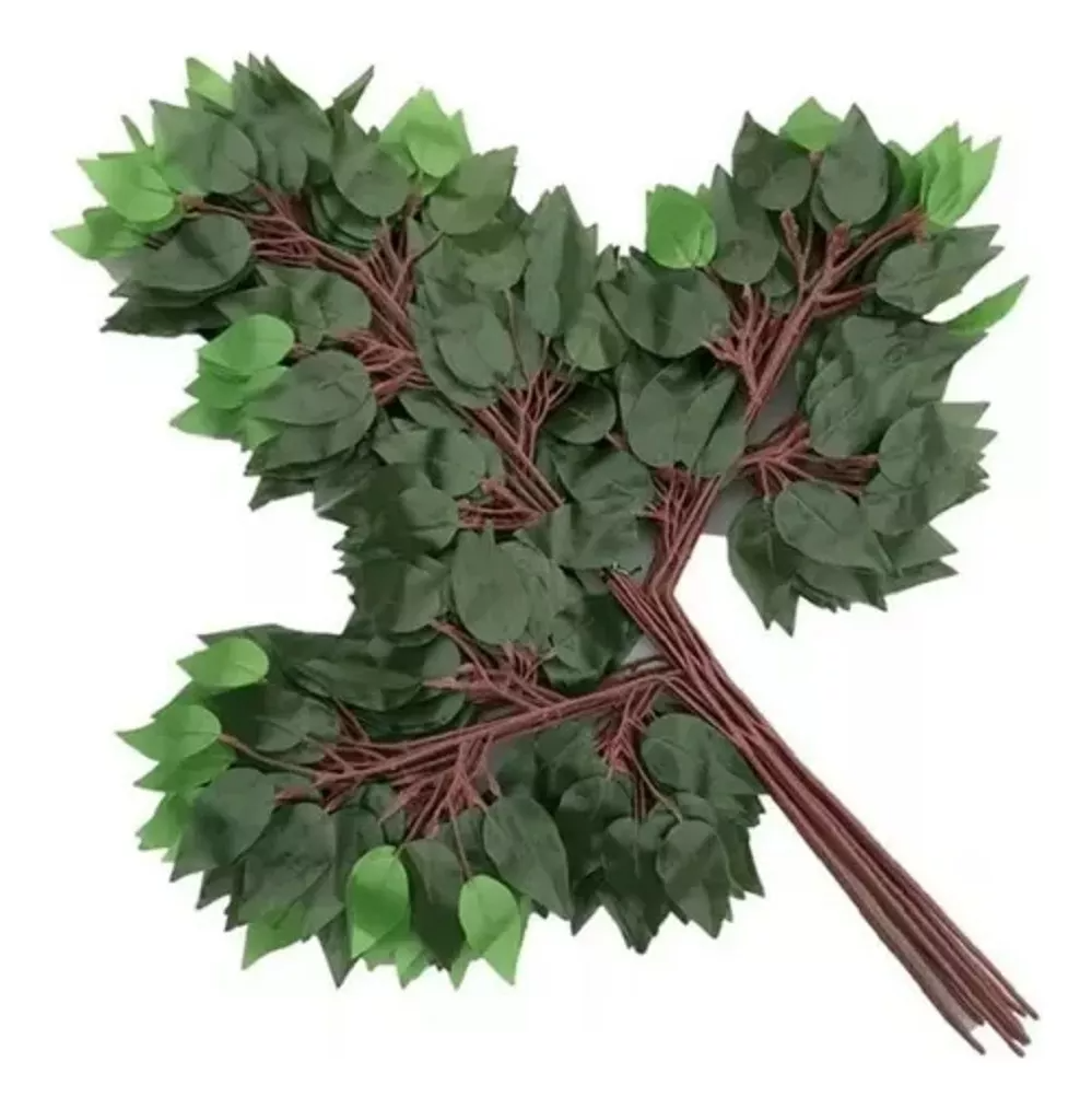 24 Unidades Hojas Ramas Artificial Verde Follaje Ficus Decor